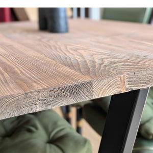 BLAKE: Reclaimed Dining Table with Black A-Frame Legs