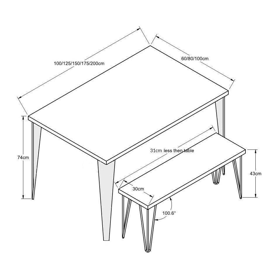 LEON: Reclaimed Hairpin Box-Leg Dining Table - RizAndMicaMake