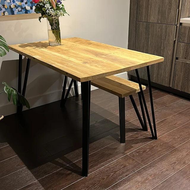 LEON: Reclaimed Hairpin Box-Leg Dining Table - RizAndMicaMake