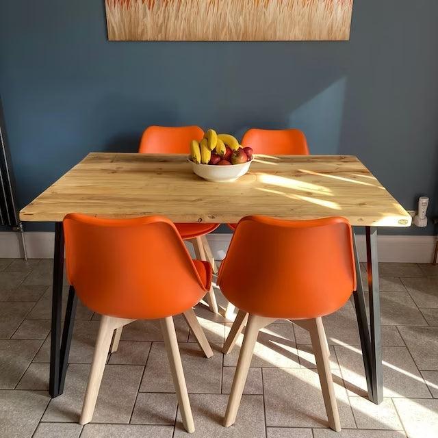 LEON: Reclaimed Hairpin Box-Leg Dining Table - RizAndMicaMake