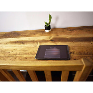 TASMINA: Reclaimed Wood Corner Scaffold Desk + Printer Shelf - RizAndMicaMake