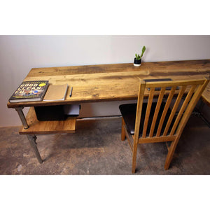 TASMINA: Reclaimed Wood Corner Scaffold Desk + Printer Shelf - RizAndMicaMake
