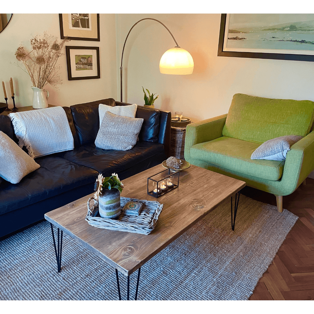 Coffee Table With Black Hairpins - RizAndMicaMake