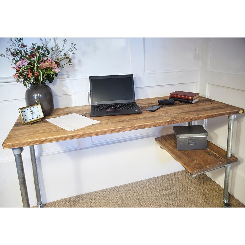 Scaffold Desk with Shelf+Wheels - RizAndMicaMake