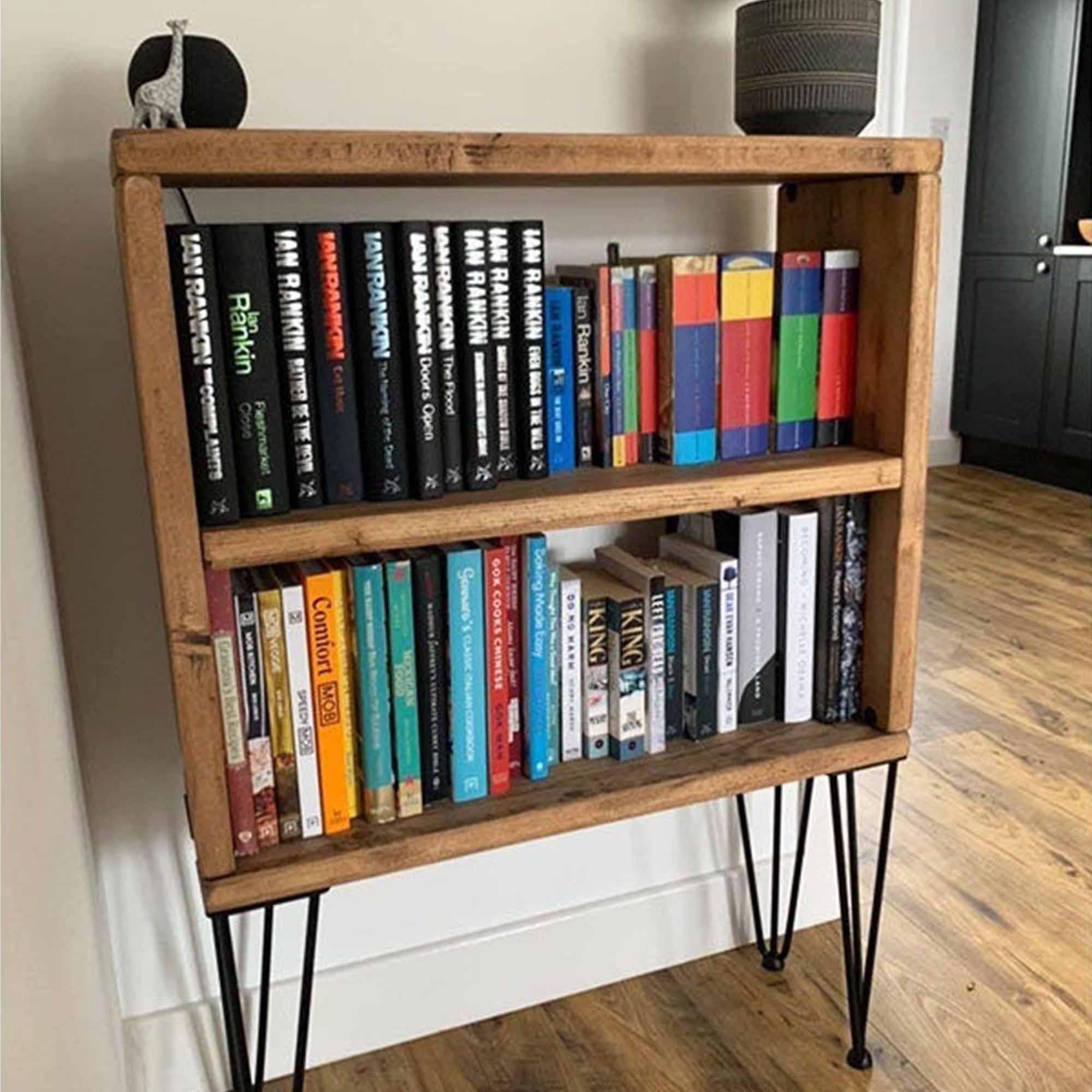 Reclaimed Bookshelf Shelving Unit With Hairpins - RizAndMicaMake