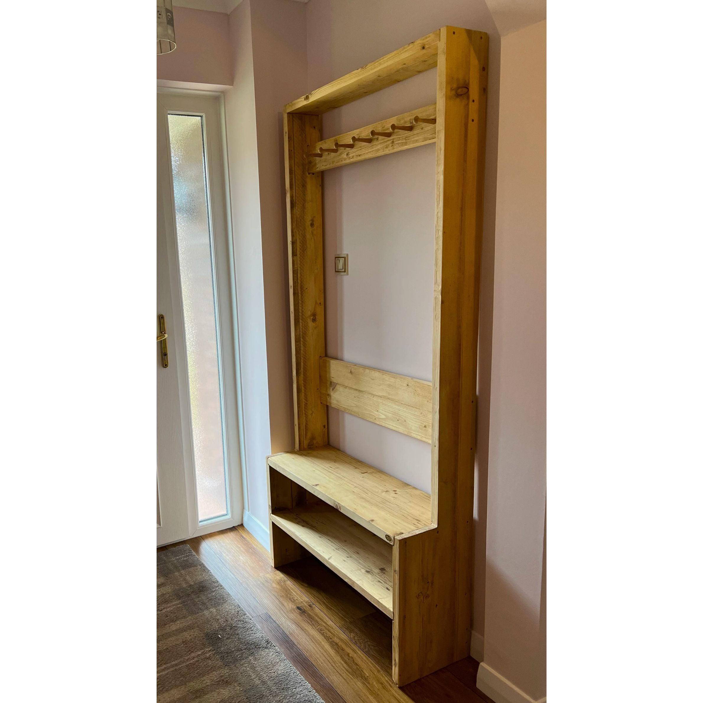 KIRB: Reclaimed Wood Hallway Storage Unit Coat Rack - RizAndMicaMake