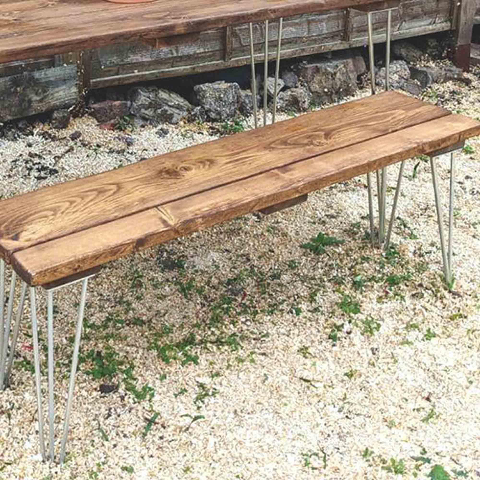 Garden Bench With Galvanised Hairpins - RizAndMicaMake