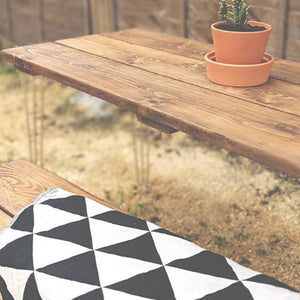 Garden Table with Galvanised Hairpins - RizAndMicaMake