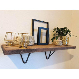 Geometric Black Bracket Reclaimed Wood Shelf - RizAndMicaMake