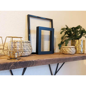 Geometric Black Bracket Reclaimed Wood Shelf - RizAndMicaMake