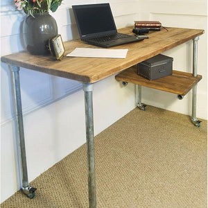Scaffold Desk with Shelf+Wheels - RizAndMicaMake