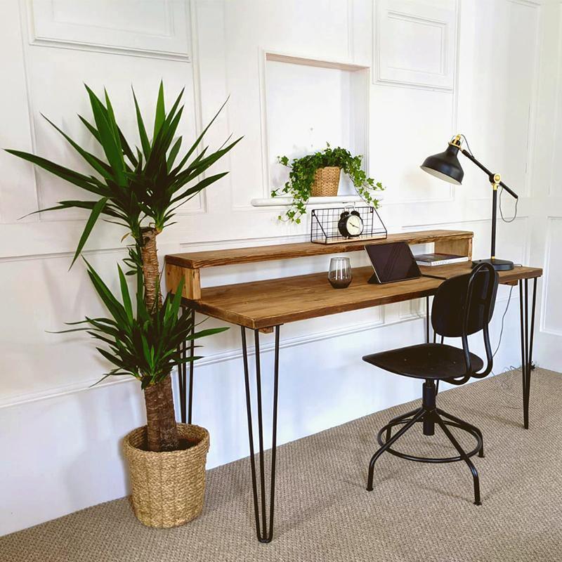 Rustic Desk with Monitor Shelf - RizAndMicaMake