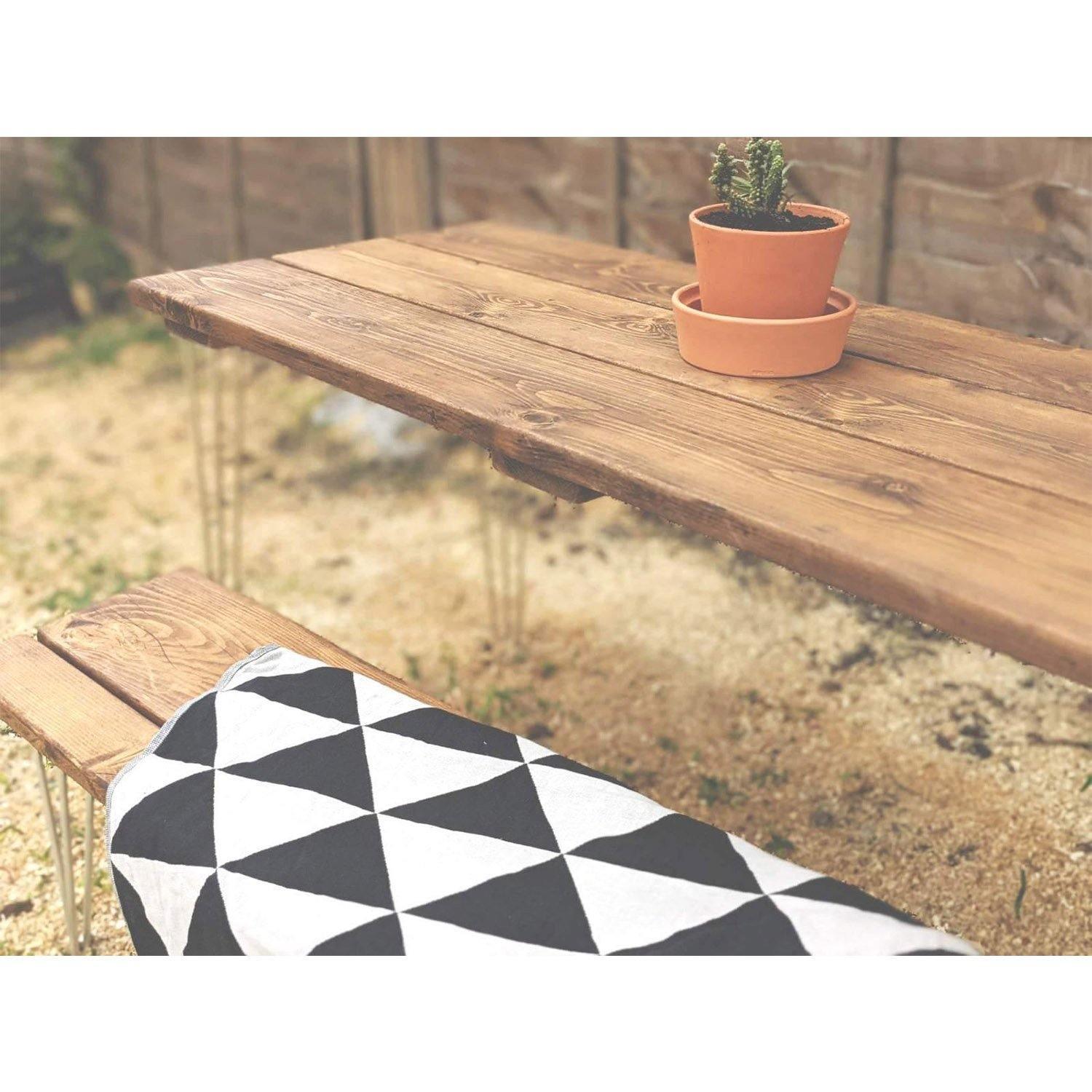 Garden Bench With Galvanised Hairpins - RizAndMicaMake