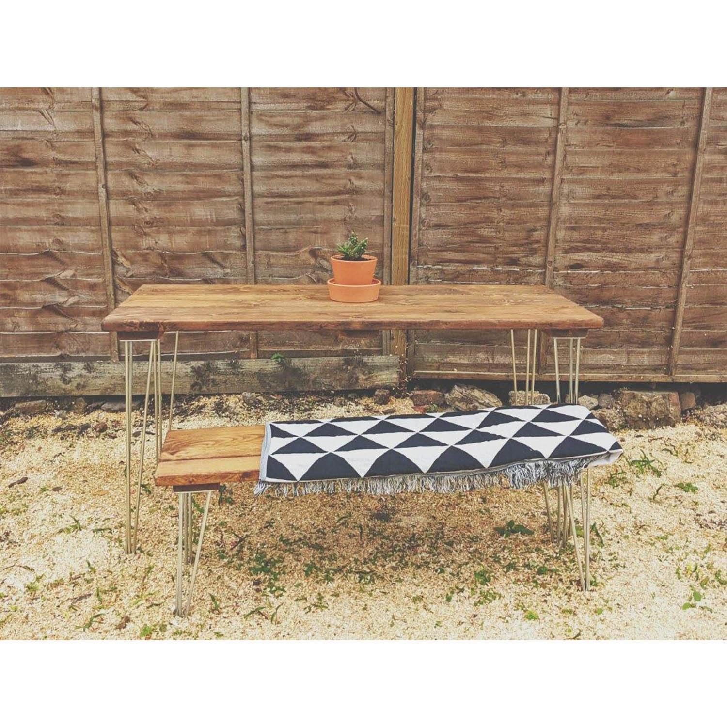 Garden Table with Galvanised Hairpins - RizAndMicaMake