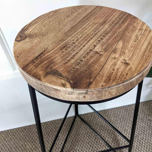 Bar, Table and Side Stools, Handmade from Reclaimed Wood with Geometric Solid Steel Frames- Various Heights/Finishes