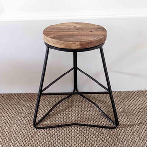 Bar, Table and Side Stools, Handmade from Reclaimed Wood with Geometric Solid Steel Frames- Various Heights/Finishes