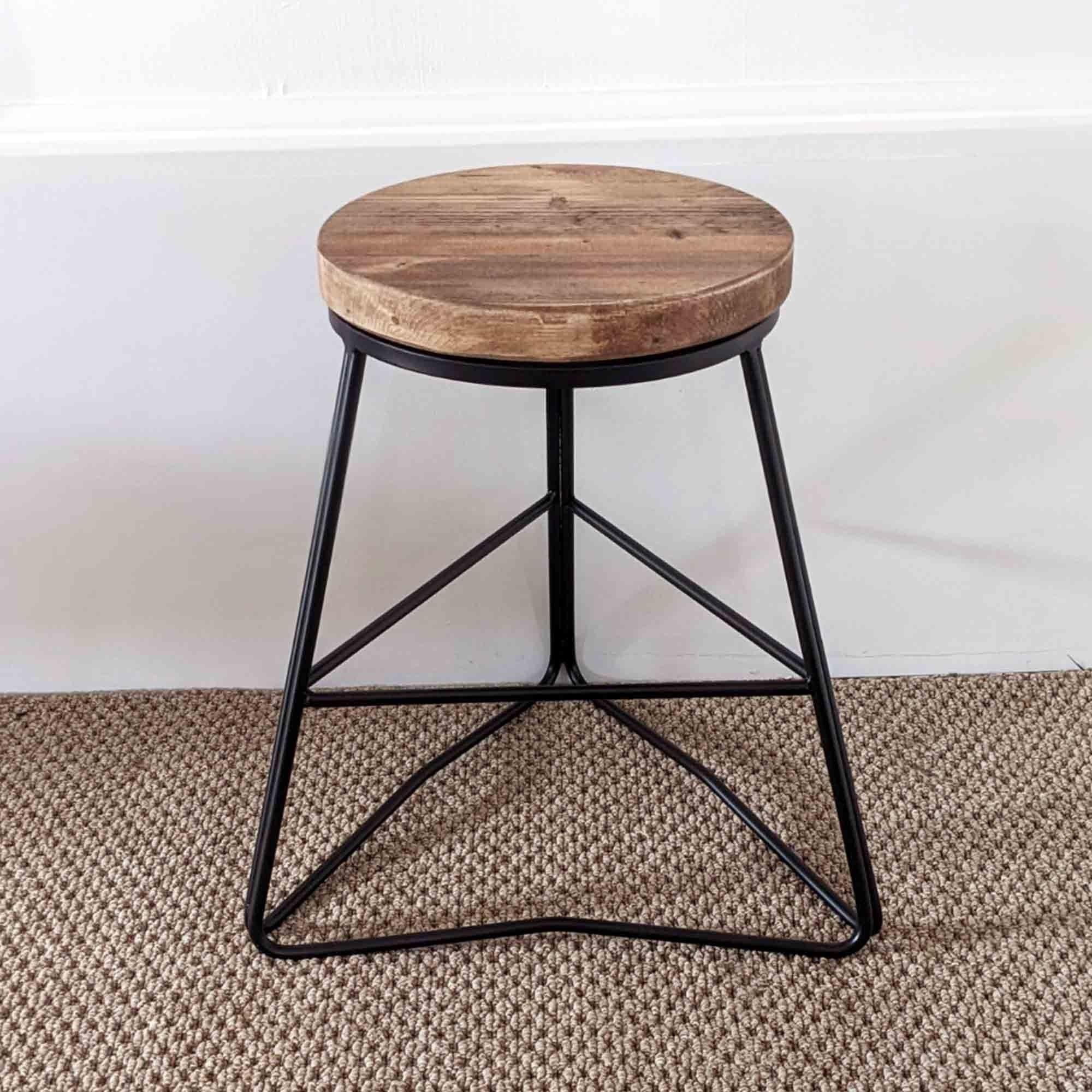 Bar, Table and Side Stools, Handmade from Reclaimed Wood with Geometric Solid Steel Frames- Various Heights/Finishes