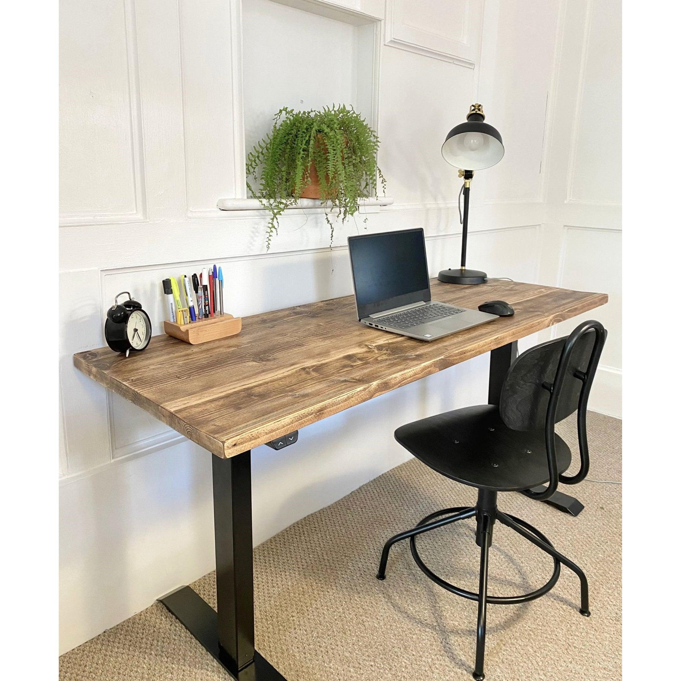Height Adjustable Sit-Stand Desk with Reclaimed Wooden Top, CUSTOMISABLE