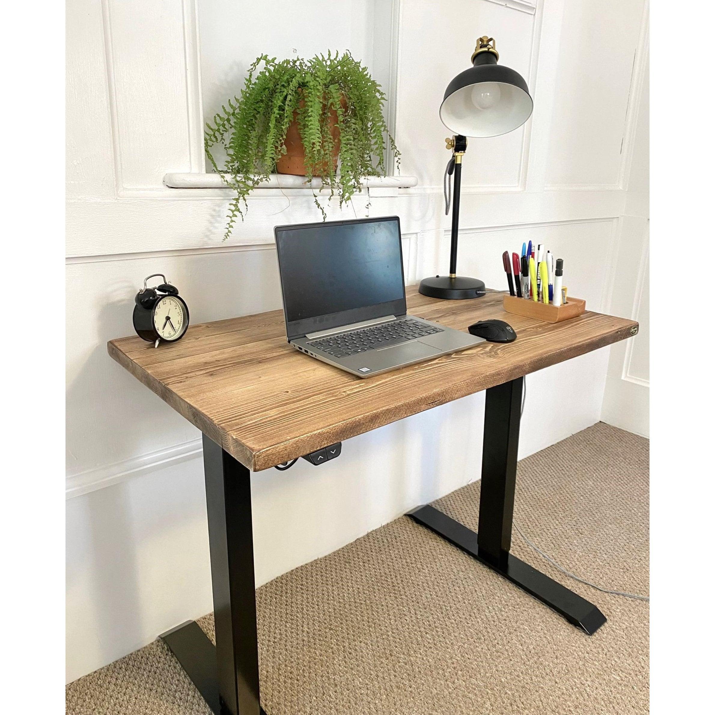 Height Adjustable Sit-Stand Desk with Reclaimed Wooden Top, CUSTOMISABLE