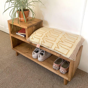 Wooden Hallway Seating, Reclaimed Boards with Turned Legs and a Customisable Finish