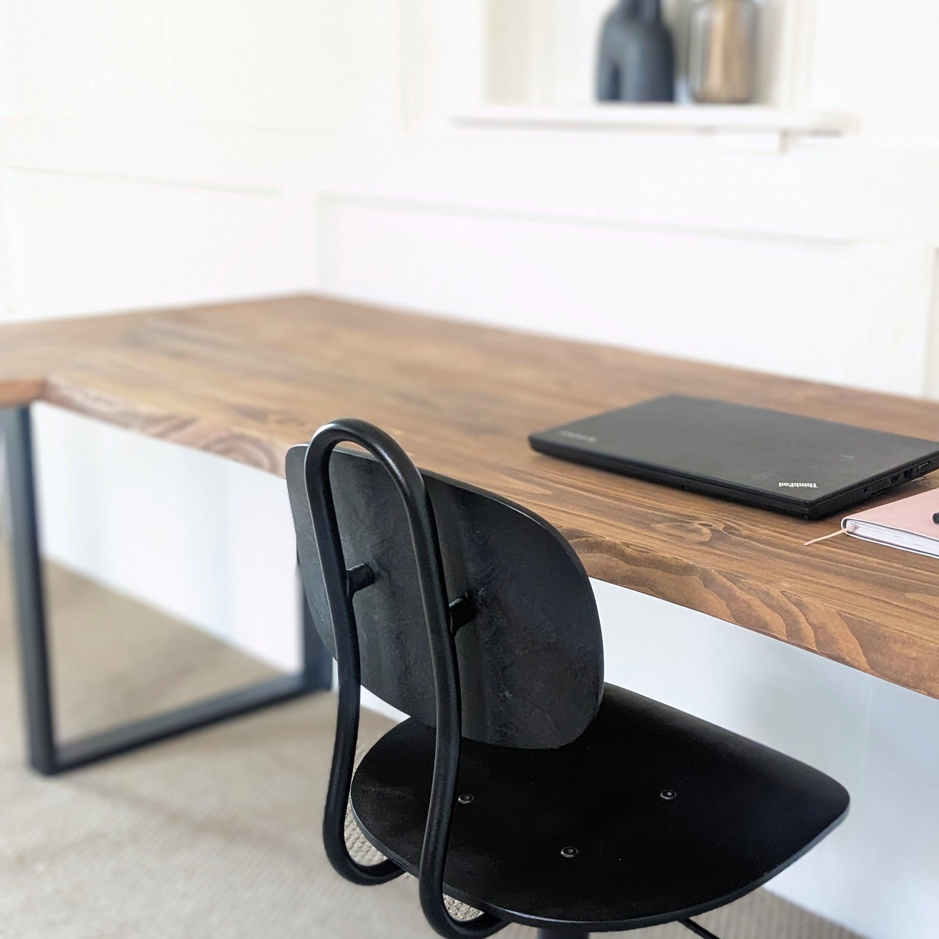 Reclaimed Corner Desk with Black Steel Legs + Uneven Edges, Customisable Sizes and Finish