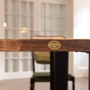 ASTRID: Round Reclaimed Wood Table with Box Steel Legs, Made in the UK