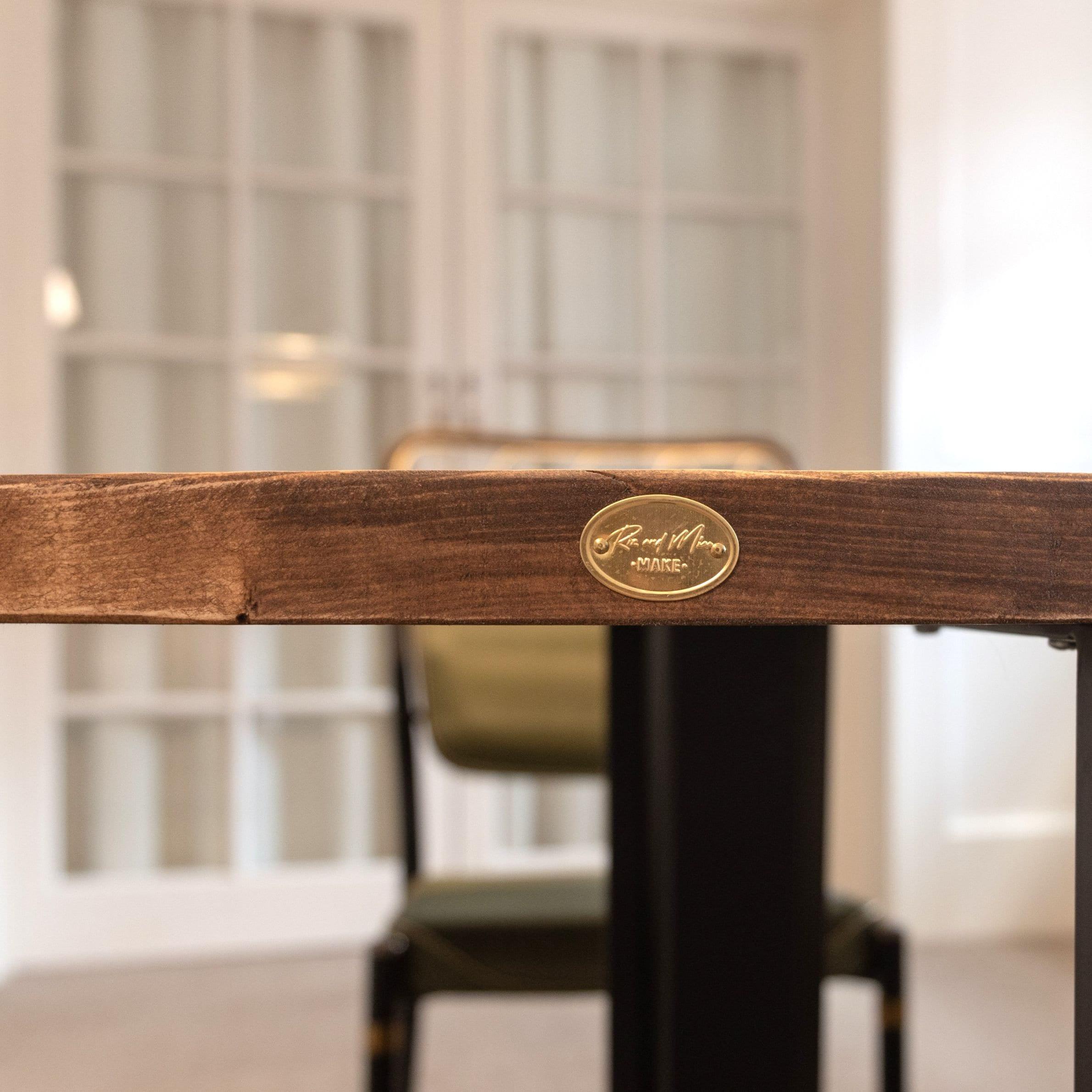 ASTRID: Round Reclaimed Wood Table with Box Steel Legs, Made in the UK