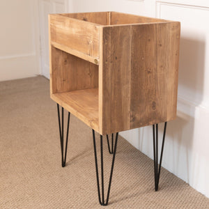 Reclaimed Handmade Wood Indoor Planter and Storage Unit with Hairpin Legs for Houseplants, Choice Of Colours