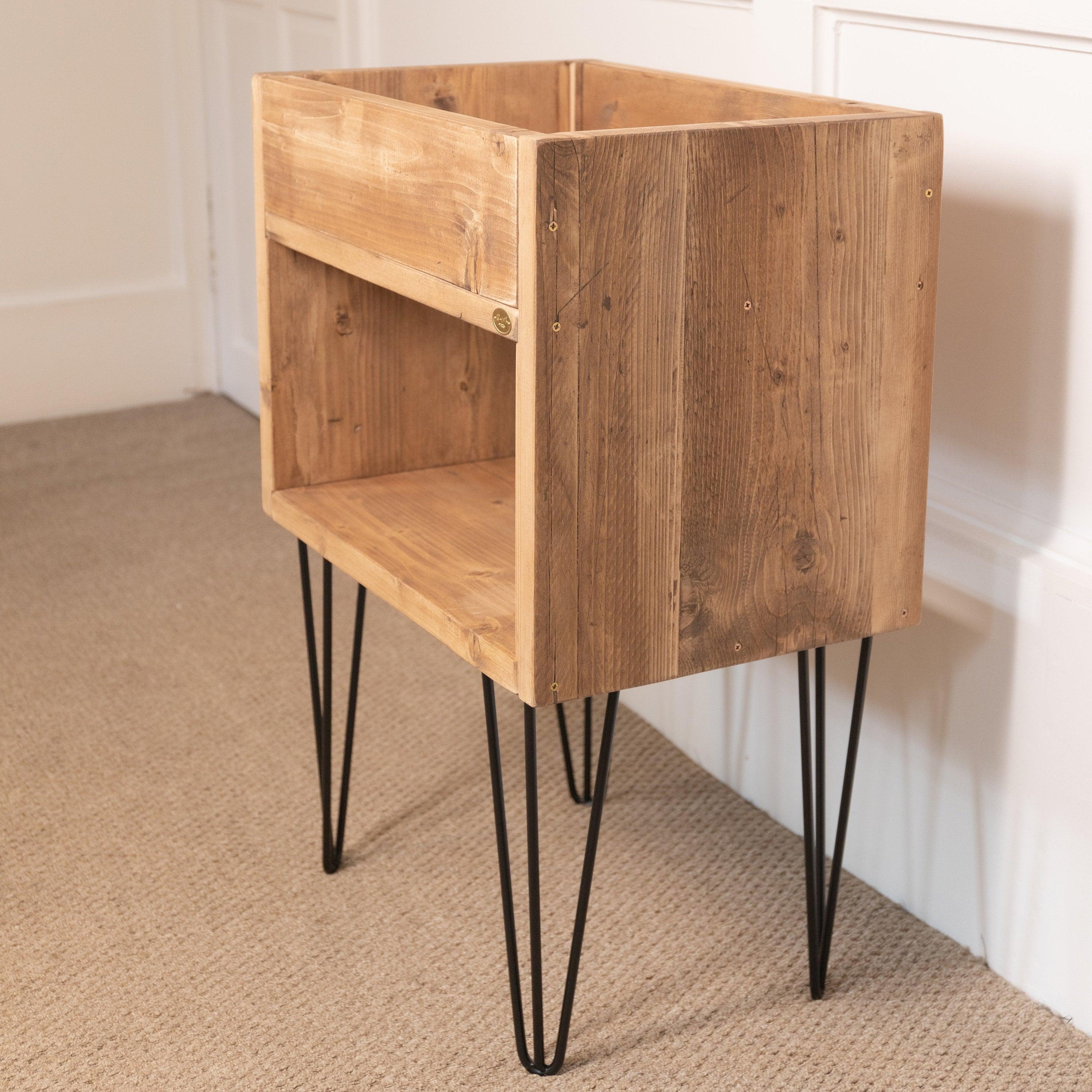 Reclaimed Handmade Wood Indoor Planter and Storage Unit with Hairpin Legs for Houseplants, Choice Of Colours