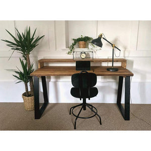 Rustic Desk with Monitor Shelf - RizAndMicaMake