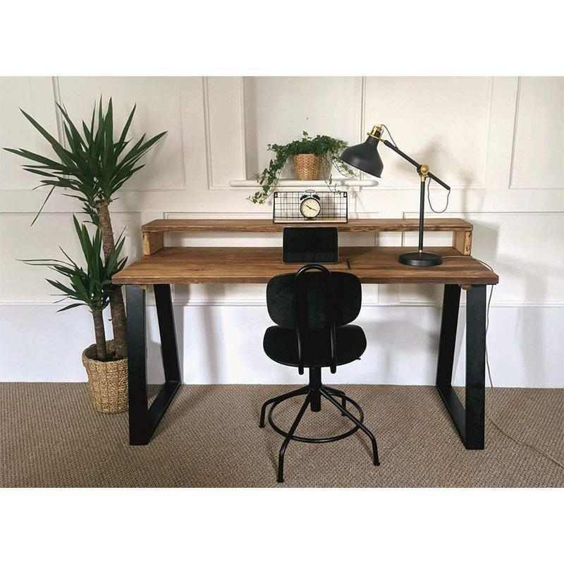 Rustic Desk with Monitor Shelf - RizAndMicaMake