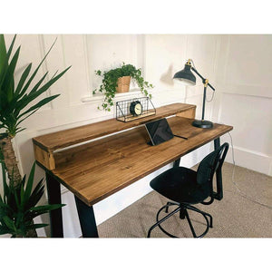 Rustic Desk with Monitor Shelf - RizAndMicaMake