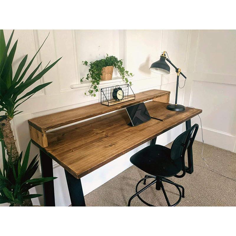Rustic Desk with Monitor Shelf - RizAndMicaMake