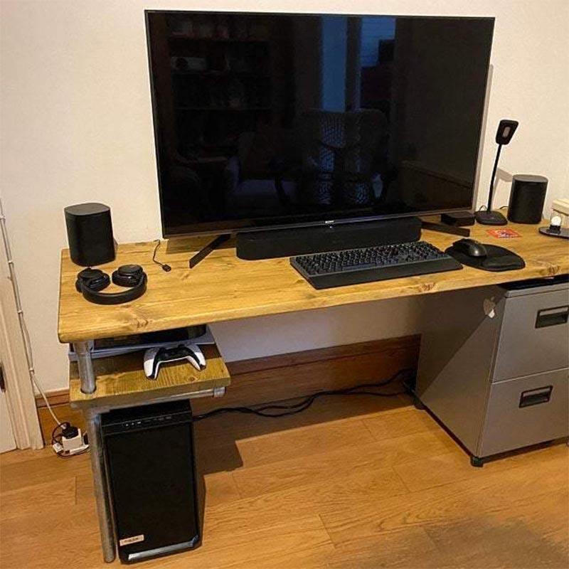 Scaffold Desk With Shelf - RizAndMicaMake