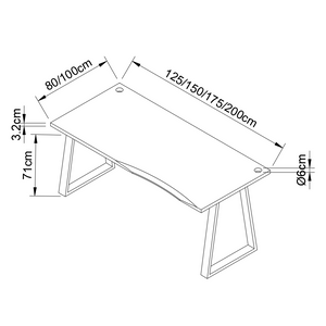 ARAV: Reclaimed Bevelled Edged Desk with Trapezium Legs and Cabling Holes