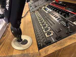 NOVA: Musician's Studio Desk with Rugged Keyboard Tray, Monitor Stand and 6U Racks, 3 Tiered made from Reclaimed Wood