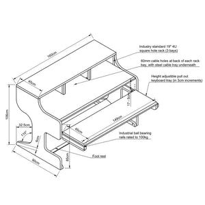 LUNA: Reclaimed Musician's Studio Desk/ 3 Tier Workstation with Monitor Stand, Keyboard Tray and Spaces for Electronics