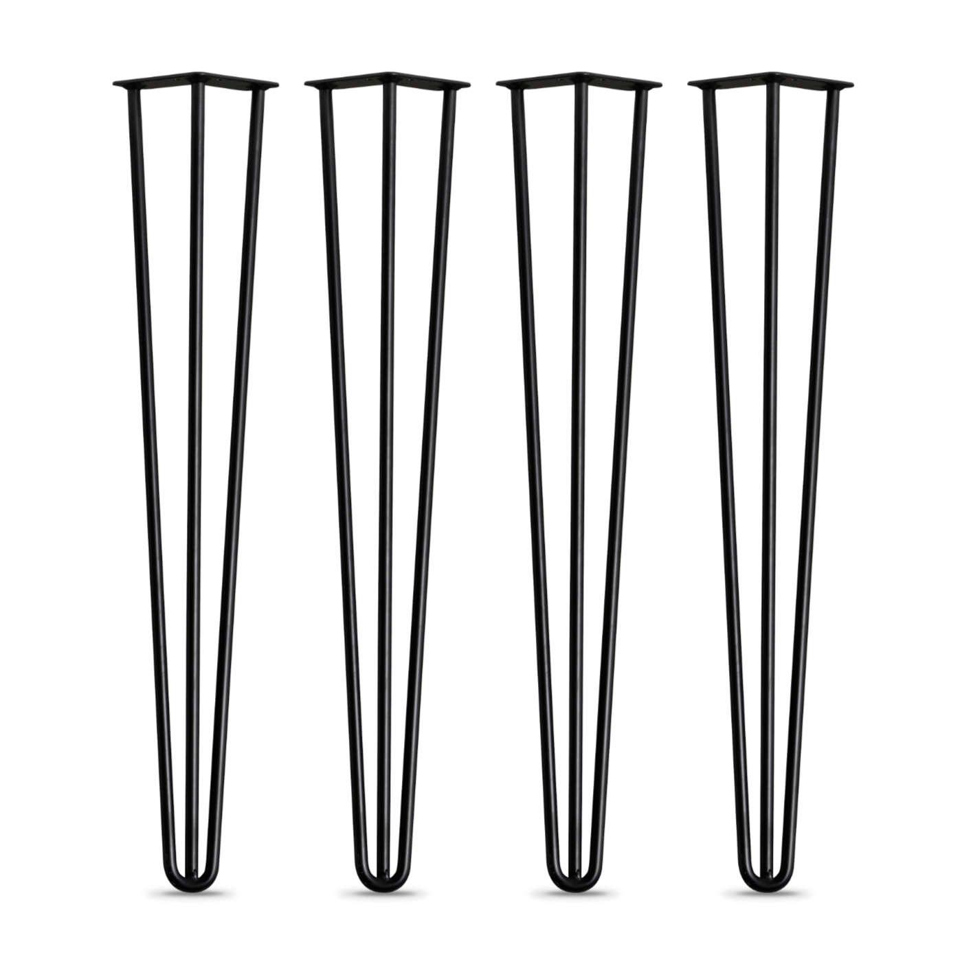 Black 28"/16" Solid Steel 3-Rod Hairpin Legs for Tables/Benches - RizAndMicaMake