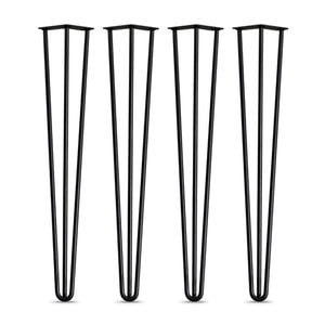 Black 28"/16" Solid Steel 3-Rod Hairpin Legs for Tables/Benches