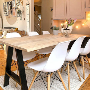 BLAKE: Reclaimed Dining Table with Black A-Frame Legs