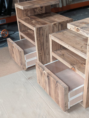 DYLAN: Bedside Unit with Drawer, Reclaimed Boards