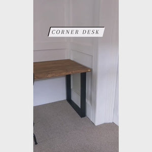 SAOIRSE: Reclaimed Corner Desk with Black Steel Legs + Uneven Edges, Customisable