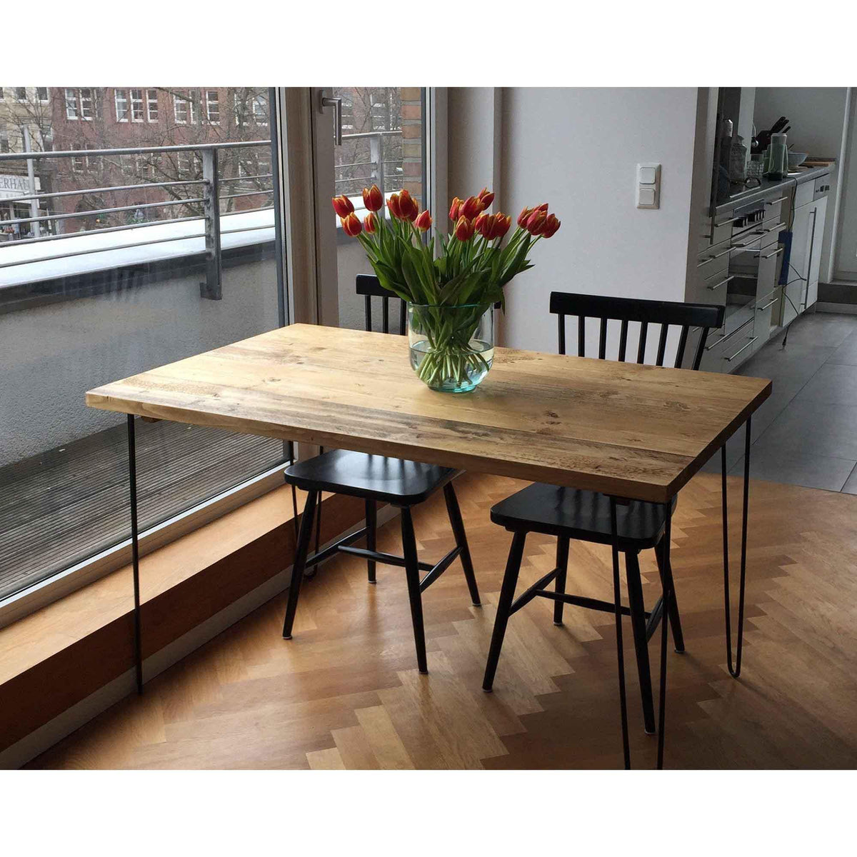 Hairpin Dining Tables with Hairpin Legs Reclaimed Dining Room Table