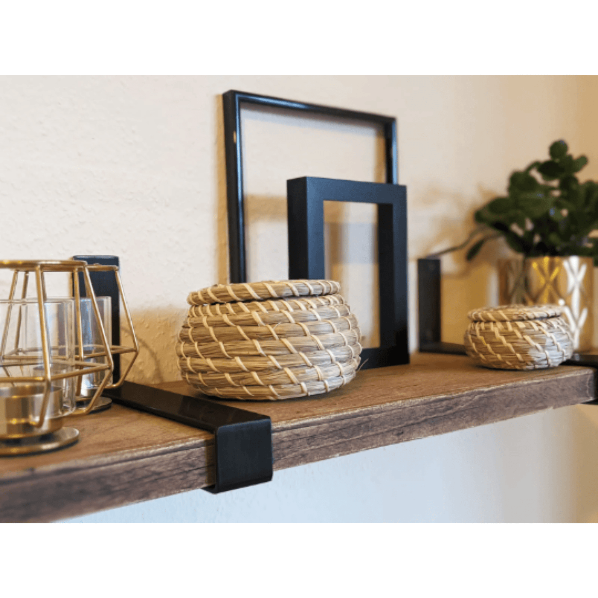 MILLIGAN: Wood Shelf with Black Steel Brackets