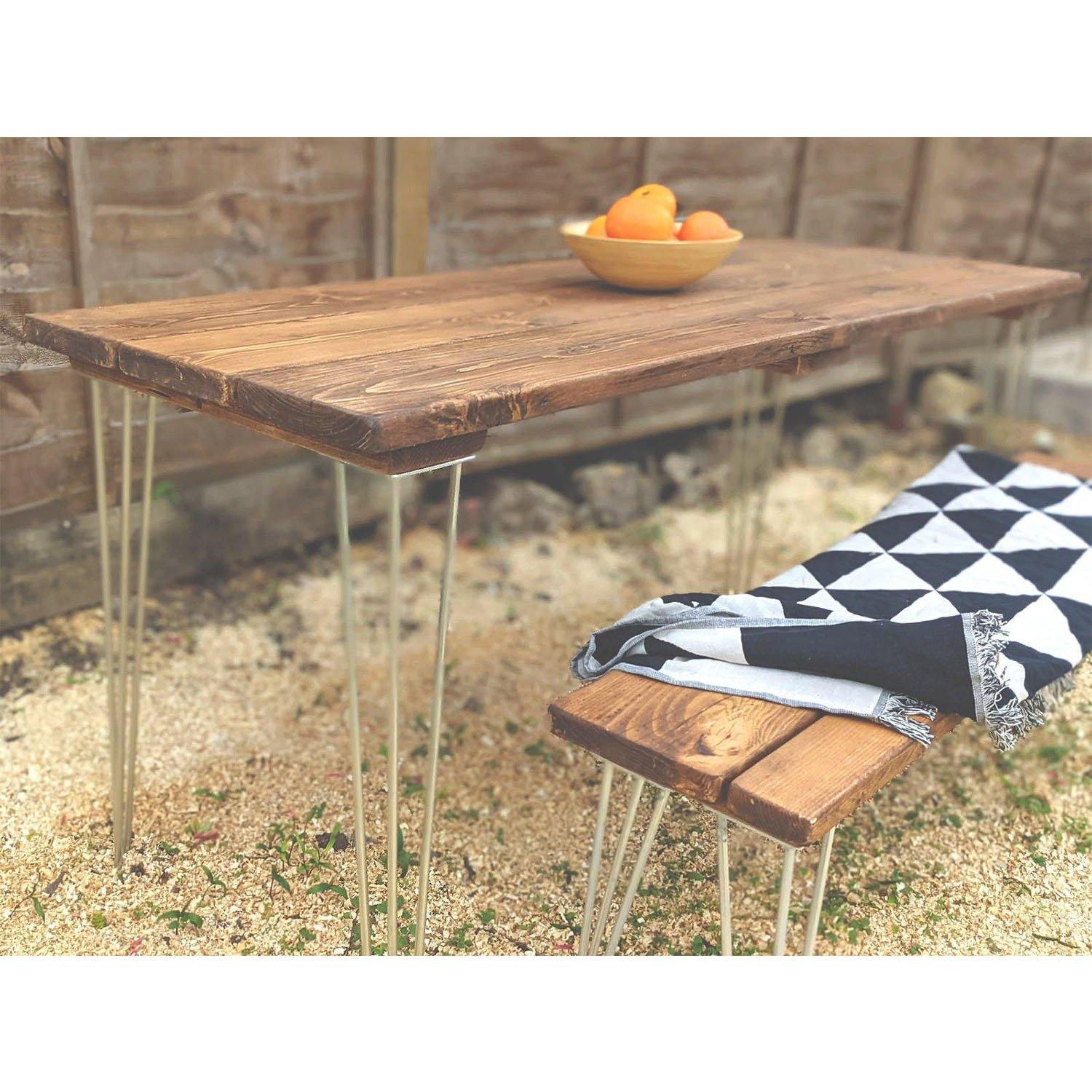 Garden Table with Galvanised Hairpins - RizAndMicaMake