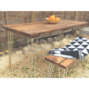 Garden Table with Galvanised Hairpins - RizAndMicaMake