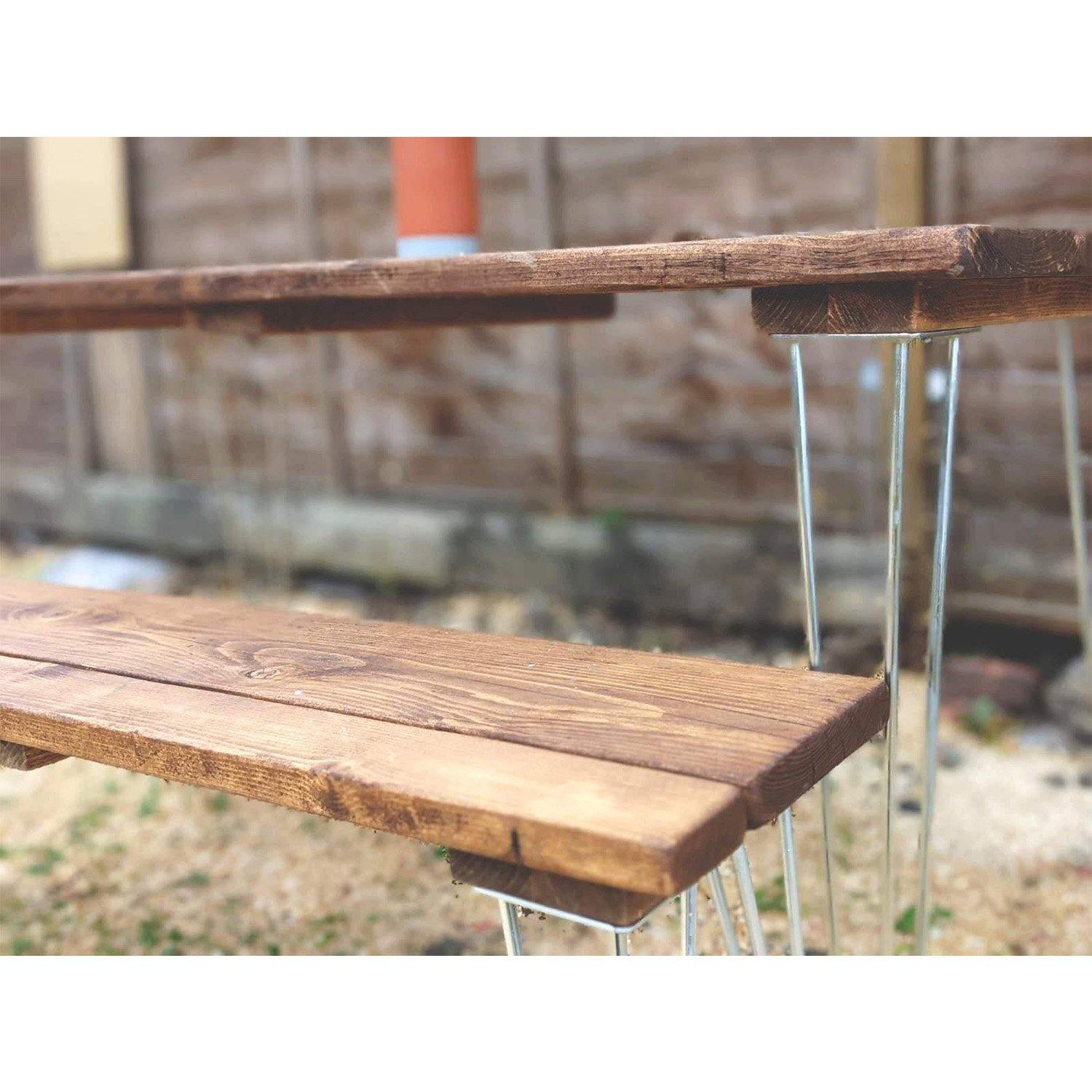 Garden Bench With Galvanised Hairpins - RizAndMicaMake