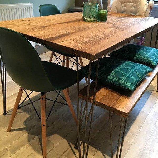 Hairpin Dining Tables with Hairpin Legs | Reclaimed Dining Room Table ...