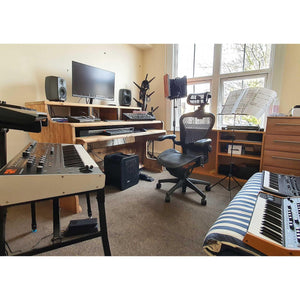 Luna Musician's Studio Desk/ 3 Tier Workstation with Monitor Stand, Keyboard Tray and Spaces for Electronics made from Reclaimed Wood