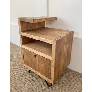 Bedside Unit with Drawer, Reclaimed Boards, Customisable Finish